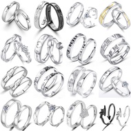 Fashion Couple Ring Women Men Rhinestone Engagement Wedding Open Adjustable Ring Finger Jewelry Ring