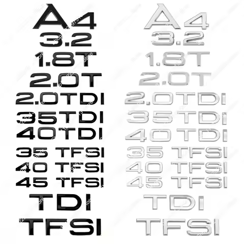 3D Chrome Black Letters Numbers 35 40 45 TFSI 40 35 2.0 TDI 1.8 2.0 T 3.2 ABS Emblem For A4 Series C