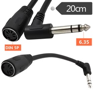 6.35M Audio Plug to MIDI 5-Core Electronic Keyboard Piano Audio Cable MIDI5-Core DIN5P 0.2M Data Cab
