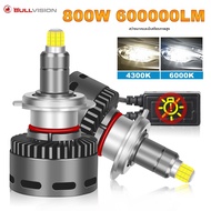 2PCS 800W H7 H11 LED 360 Canbus 9012 H9 H1 H8 D2S HB3 9005 HB4 9006 LEDไฟหน้ารถ 4300K 6000Kหมอกโคมไฟ