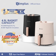 Simplus Oven Air Fryer 4.5L 1300W Simple Knob Control 360°Hot Air Circulation Non-Stick Coating Peng
