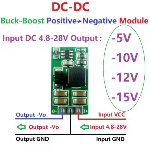 Mini 3W 5V 6V 9V 12V 15V 24V to -5V -10V -12V-15V Positive to Negative Voltage DC Boost-Buck Convert