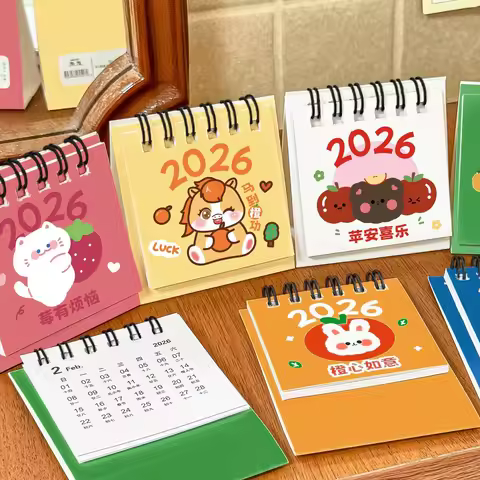 2025-2026 Mini Calendar Small Cute Cartoon Desk Calendar For Student Planner Coil Calendar Desktop D