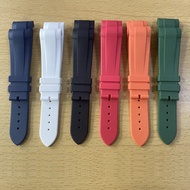 22mm strap For Tudor BlackBay 41 black Green Rubber Wrist Watch Band With Silver Buckle