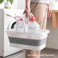 QM💯Multi-Purpose Folding Mop Bucket Portable Gap Storage Rectangular Single Barrel Portable Belt Roller Plastic Bucket I