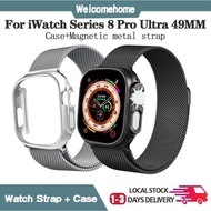 【SG】Case+Magnetic metal band compatible for iwatch Ultra 49mm Metal Bracelet strap for iWatch Ultra 49mm