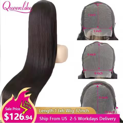 36 34 32inch 5x5 6x6 Closure Wig 12A 40 30inch Long Thick 13x6 Pre Plucked Straight Human Hair Lace 