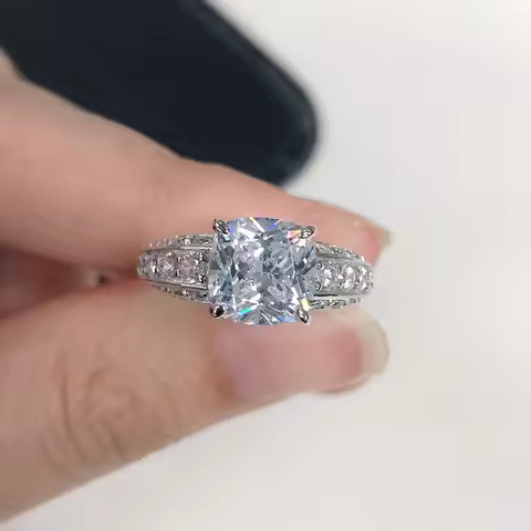 PT950 Platinum Ring, Classic Retro Style, High Carbon Diamond Setting, 3 Carat Yellow Diamond, Weddi