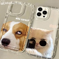 AKABEILA Creative Cat and Dog Couple Phone Case for iPhone 11 13Pro 14 12 13 Pro Max 14Plus 6 7 8 Plus X XR XS Max SE 2020 SE2 SE3 Full Cover Ultra Thin Soft Transparent Handphone Casing 手机壳