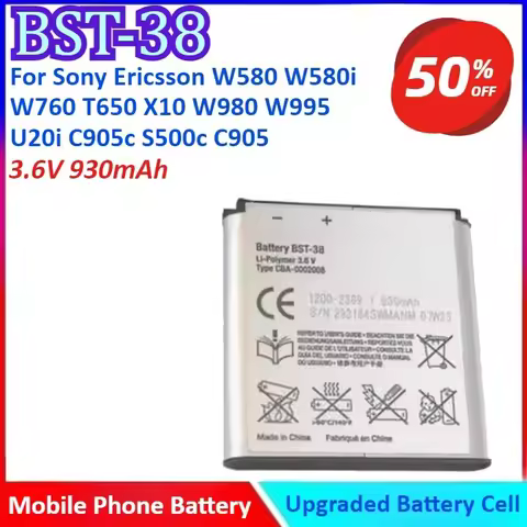 New BST-38 3.6V 930mAh Mobile Phone Battery For Sony Ericsson W580 W580i w760 T650 X10 W980 W995 U20