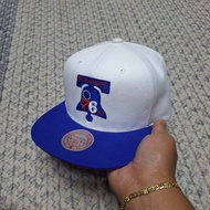 TWO TONE PHILADELPHIA 76ERS FIT FLATBRIM SNAPBACK CAP/HAT BY MITCHELL & NESS