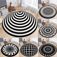3D Vortex Optical Illusion Rugs Trap Area Rugs Not-Slip Round Rugs Area Carpets for Living Room Shor