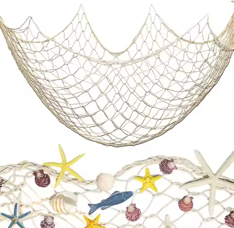 79 x 39 Inch Natural Decorative Fish Net for Birthday Decorations Fishnet Decor,Decorative Fishing N