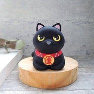 招好運小黑貓擺飾 手工木製療癒小木雕公仔 客製化 貓咪