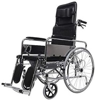 Wheelchair Wheelchair Foldable Portable Transport Wheelchair, Tiltable Backrest Headrest, Help Elderly Or Disabled Travel of Walker (Color : Black) hopeful