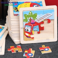 9pcs Baby Toy Wooden Cartoon Animals Puzzle Kayu 3D Mainan Puzzle