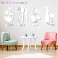 FALLFORBEAUTY Kitchen Acrylic Sticker, Acrylic Fork Mirror Wall Sticker, Creative DIY Spoon Mirror 3D Tableware Decal Background Wall