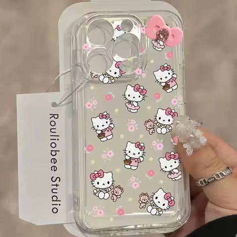 Cute 3D PInk Bow Hello Kitty Case for Samsung Galaxy A56 5G A55 A16 A15 A36 A54 A52 A53 A14 A05 A05S