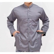 Ibrahim Collection Kemeja Pria Abu-Abu BAJU KOKO LENGAN PANJANG BAHAN TOYOBO PREMIUM TERBARU BAJU LE