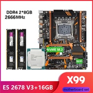 Kllisre X99 D4 motherboard combo kit set Xeon LGA 2011-3 Xeon E5 2678 V3 CPU 2pcs X 8GB = 16GB 2666M