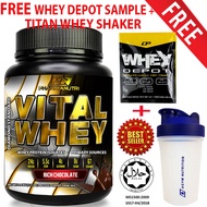 Vital Whey 1Kg/2.2Lbs Halal + Free Titan Whey Shaker + Free Whey Depot Sample