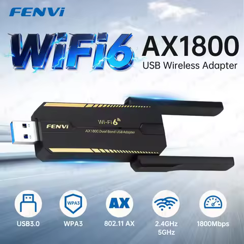 fenvi WiFi 6 AX1800 USB Adapter Dual Band 2.4G/5GHz USB 3.0 Dongle Network Receiver Driver Free Win 