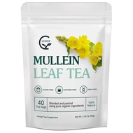 Mullein Leaf Tea Bags - Lungs Cleanse and Respiratory Support, Herbal Teas, Caffeine Free, 40 Tea Ba