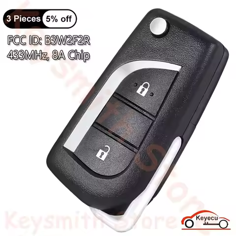 KEYECU 2 Buttons 433.58MHz 434.42MHz 8A Chip for Toyota Aygo Avensis Yaris 2019+ Flip Remote Key Fob