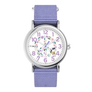 TIMEX TW2V77900 Weekender X Peanuts In Bloom นาฬิกาข้อมือผู้หญิง สายผ้า สีม่วง หน้าปัด 38 มม.