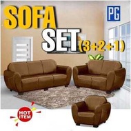 PG HOME: SOFA SET (3+2+1) PU Leather Sofa Upholstery