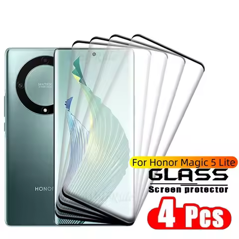 4PCS For Honor Magic 5 Lite Glass Honor Magic 5 Lite Tempered Glass 9H HD Full Curved Screen Protect