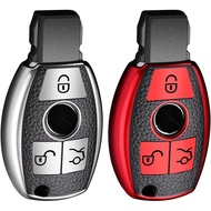 x xotic tech 2X Silver + Red TPU Grainy Leather Texture Key Fob Shell Cover Case, Compatible with Me