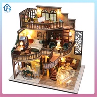 DIY Book Nook Insert Kits Wooden Doll House Building Kit Magic House Casa Bookend with LED Lights Bo