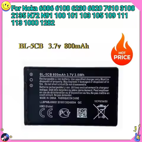 New BL-5CB 800mAh Replacement Battery For Nokia 6086 6108 6230 6820 7610 3108 2135 N72 N91 100 101 1