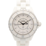 【二手】香奈兒 J12 12P 鑲鑽腕錶 H1628 白色陶瓷鑲鑽 J12 12P 鑲鑽女錶