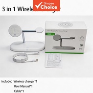 TIMESS 3‑In‑1 Wireless Charger, 15W LED Night‑Light, 360° Rotatable Magnetic Charging Stand for Home