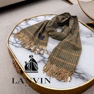 🦙 Lanvin 浪凡| LANVIN PARIS 100%cashmere 喀什米爾.山羊絨格紋圍巾Size:154x32cm#二手