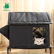 [Kesoto] Outdoor Cat House Windproof Weatherproof Warm Escape Door Outside Cat Kitty House Elevated 
