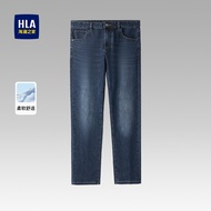 กางเกงยีนส์ทรงตรงหลวมๆ หนาๆ สำหรับผู้ชาย HLA เส้นใยโพลีเอสเตอร์ผสมคอตตอน ทรงหลวม ทรงตรง กางเกงยีนส์ท