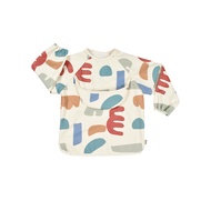 BEABA เสื้อกันเปื้อน 2 in 1 Bib with Removable Sleeves and Pocket - Playful Off-White
