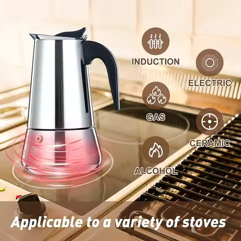 600ml Mocha Espresso Latte Stovetop Filter Stainless Steel Coffee Pot for Barista Moka Coffee Maker