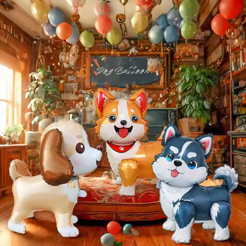 Dog aluminum film balloon Husky corgi big ear dog cartoon shaped balloon Children's birthday decorat