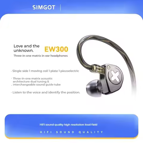 SIMGOT EW300 DSP Earphones Wired 1DD+1PLANAR+1PZT HiFi Anti Interference Without Bottom Noise Monito