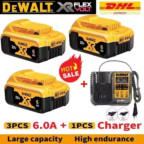 100% Genuine Dewalt 20V Battery, 6Ah 9Ah Rechargeable Lithium Ion Battery, Dewalt DCB200 DCB206 Powe