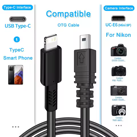For Nikon Camera to Lightning Smartphone Port Cable, for iPhone 8 Plus, SE, 11, 12, 13, 13 Mini, 7 P