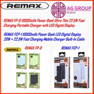 REMAX FP-8(CCC) Ultra Thin | REMAX FCP-1(CCC) Built-In Cable | 22.5W Fast Charging with LED Display 