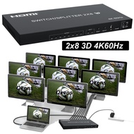 4K 60Hz 2x8 HDMI Switch Splitter 1 in 8 Out Display Video Distributor for 1 Laptop PC To 2 3 4 5 6 7