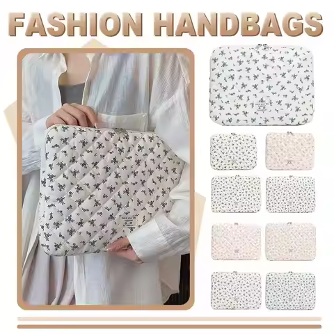1 Pc Chic Flower Print Quilted Laptop Bag 11.17/11.42/14.96Inch Computer Bag Protection Case Laptop 