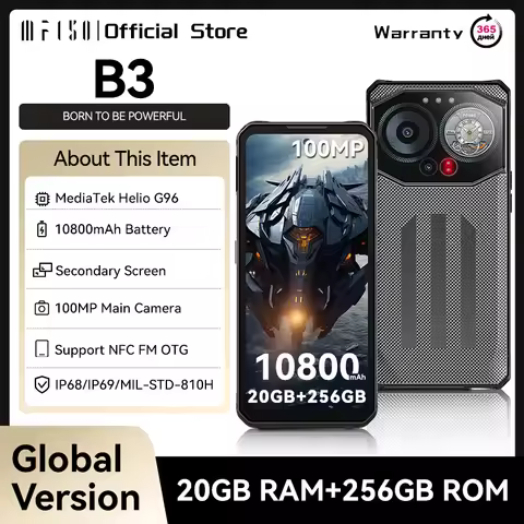 IIIF150 B3 Rugged Phone MTK G96 Android 14 Smartphone Dual Display 20GB RAM 256GB ROM 100MP Camera 1