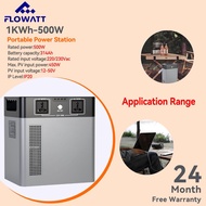 Flowatt 500W/1000W 1kWh Portable Power Station 314Ah Battery Capacity 220/230Vac Max Input 500W PV I